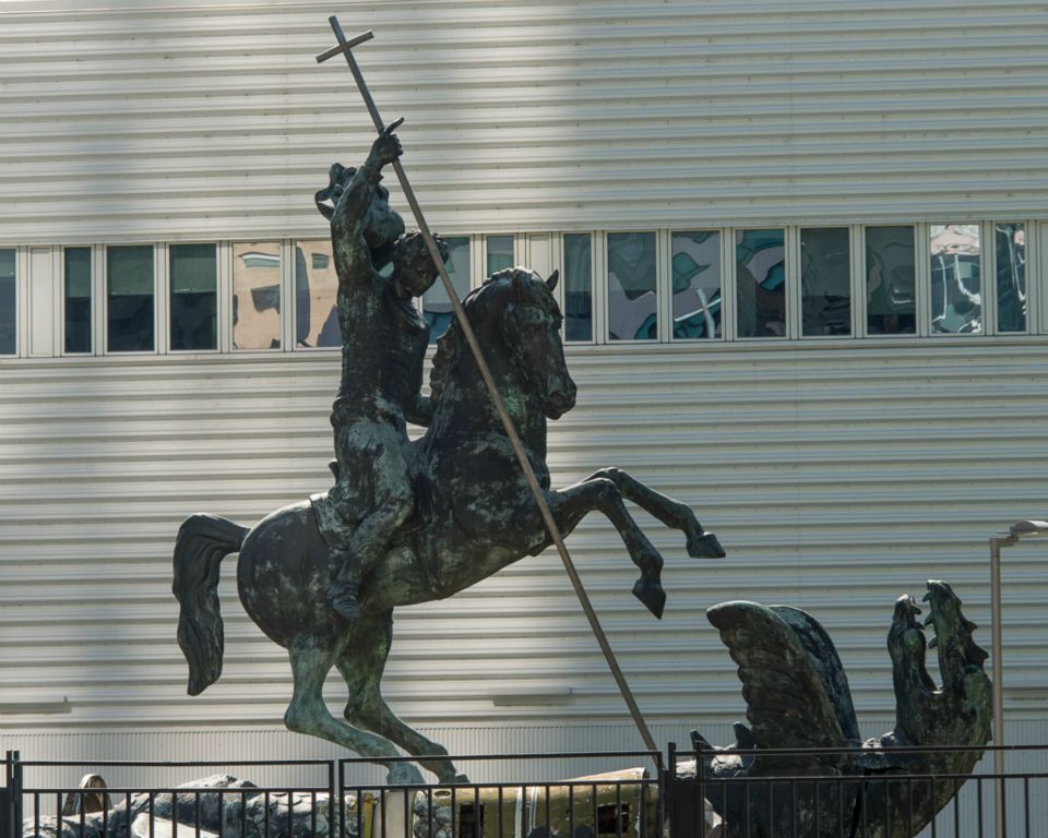 Good Defeats Evil Sculpture - Grounds of the United Nations Building